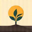 Icon representing personal growth: a seedling breaking through soil or a rising sun over a calm, reflective lake.